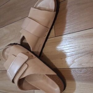 Birkenstock Beige Slide Sandals